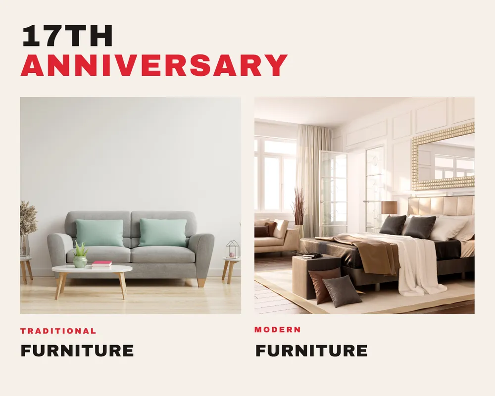 Year 17 anniversary gift idea: furniture