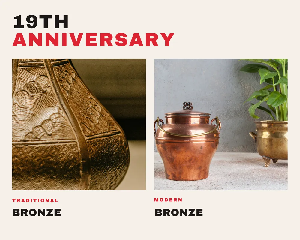 Year 19 anniversary gift idea: bronze