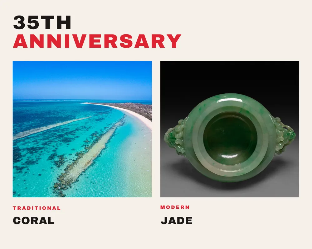 Year 35 anniversary gift idea: coral