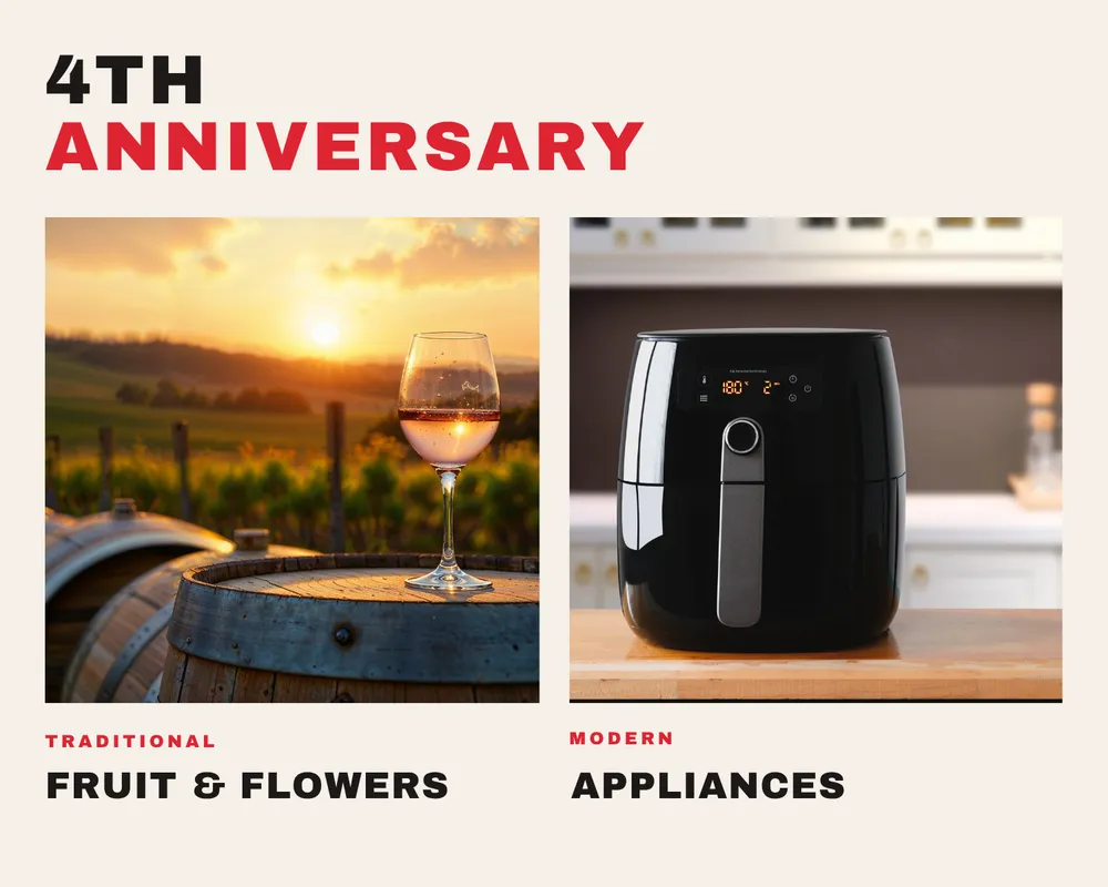 Year 4 anniversary gift idea: fruit and flowers