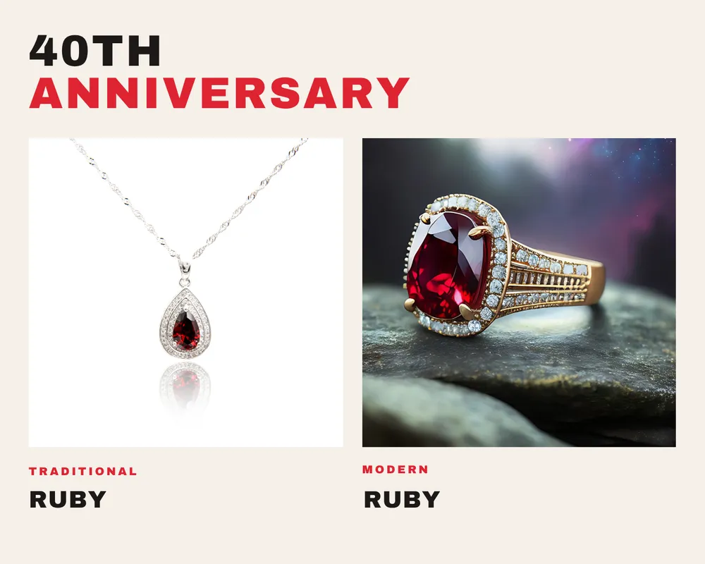 Year 40 anniversary gift idea: ruby