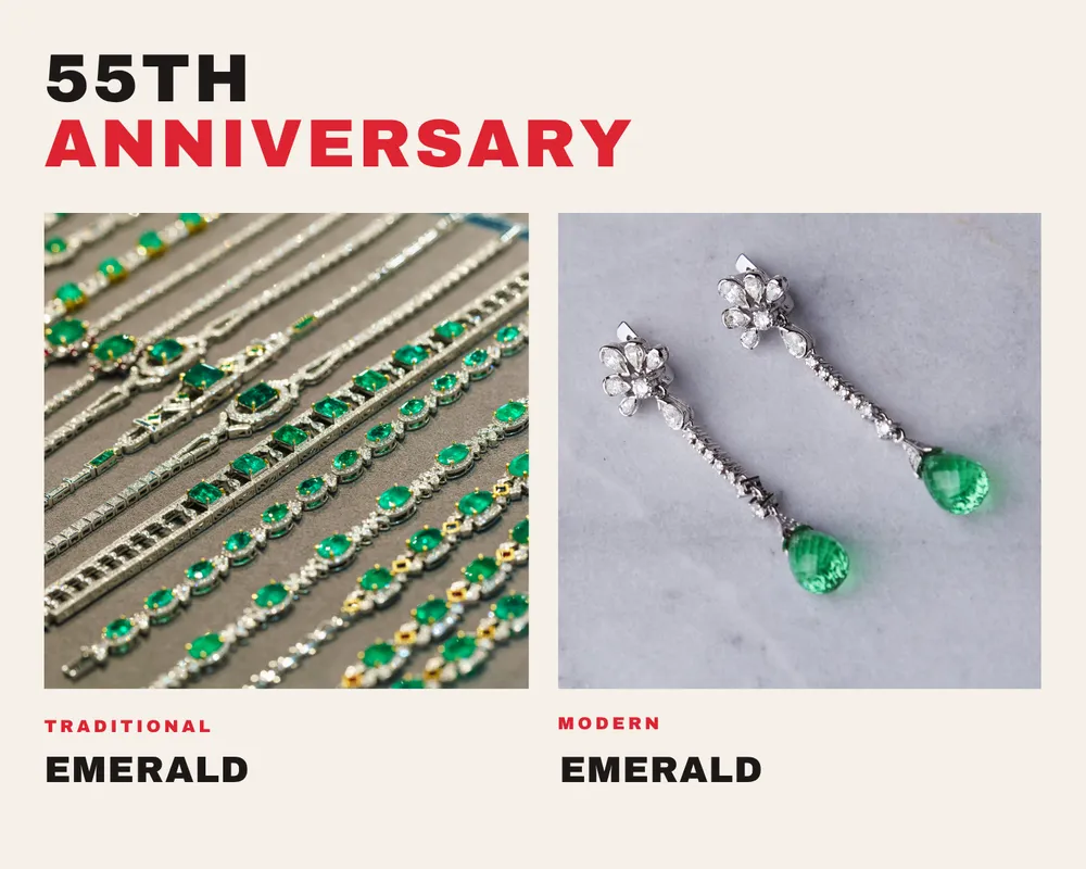 Year 55 anniversary gift idea: emerald